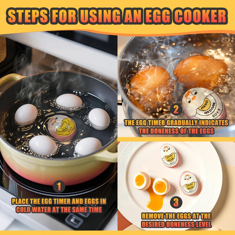 FOREV Egg Timer for Hard Boiled Eggs Soft Boiled Color Changing Indicator Tells When Eggs are Ready, Yellow 2pcs - Image 5
